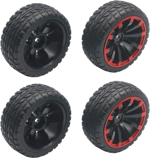 4Pack ShareGoo OD 2.55" 12mm Hex Wheel Rims & Rubber Tires Set Compatible with HSP Redcat HPI Tamiya 1/10 RC On-Road Touring Drift Car