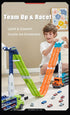 2-Layer Playset 25" 6 3-8 Carrier Truck Transport Toy, Foldable Car Race Track with Track & Metal Cars, Birthday Gift