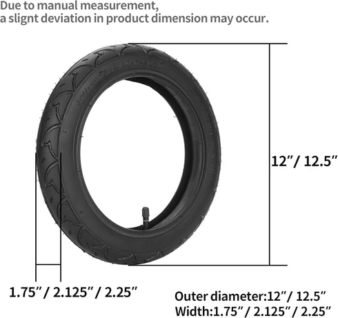 RUTU 1 Set Front 12 1/2 x 2 1/4 Tire (47-203) and Inner Tube for Kid Bicycle BoB Revolution SE/Pro/Flex and Duallie,Compatible with 3-Wheeler BOB Gear Jogging Troller Models
