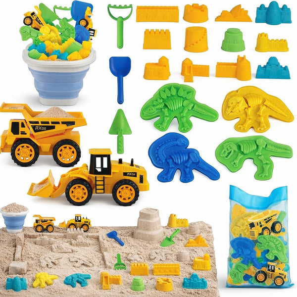 TOY Life 22 Pcs Dinosaur Beach Toys for Kids Ages 4-8 Collapsible