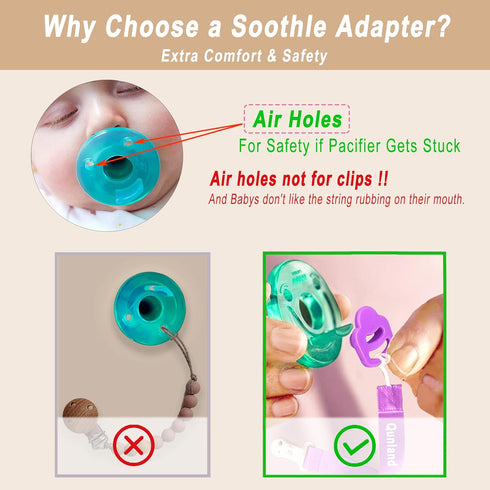 4 Pack 100% Silicone Pacifier Clip Adapter Ring for Philips Avent Soothies, Food-Grade Silicone Binky Clips Holder