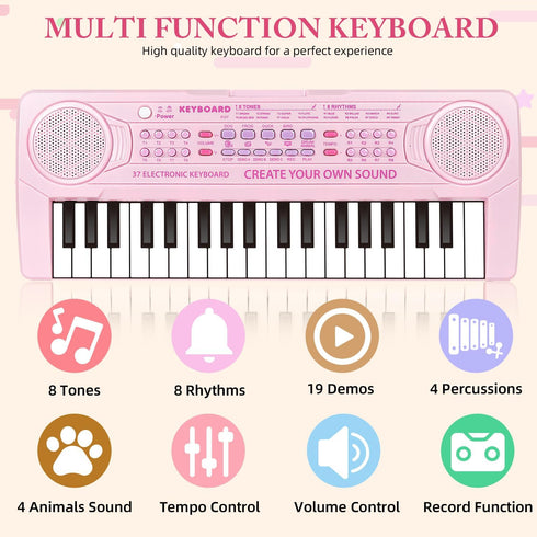 37 3 4 5 6, M SANMERSEN Kids Piano Keyboard, Keys Music Keyboard Piano Toys with Microphone, Portable Dual Speaker