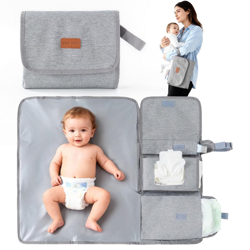 Portable Changing Pad for Travel, Waterproof & Wipe-Clean Changing Mat with Storage