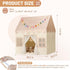 Kids Play Tent Indoor: with Brown Checkered, Mat, Rainbow Tissue Garland, Star Lights - Girl Tent Indoor Playhouse