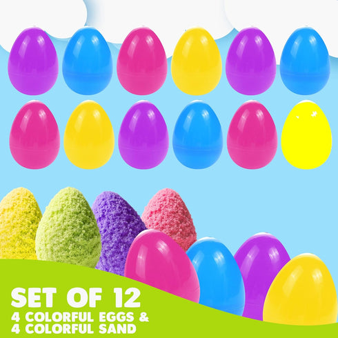 Set 12 ArtCreativity Magic Sand Easter Eggs - of Pre-Filled Easter Eggs - Easter Stuffers - Colorful Surprise Eggs