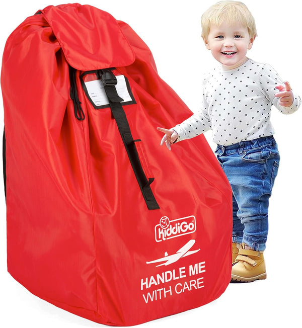 KiddiGo Car Seat Travel Bag for Airplane, Red, 33 H x 18