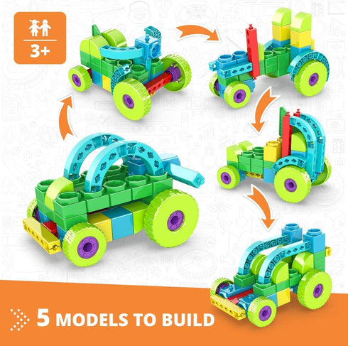 3+, (5 Engino STEAM Labs, Learning About Vehicles, STEAM Kit for Ages Building Blocks, STEM Kit for Girls & Boys