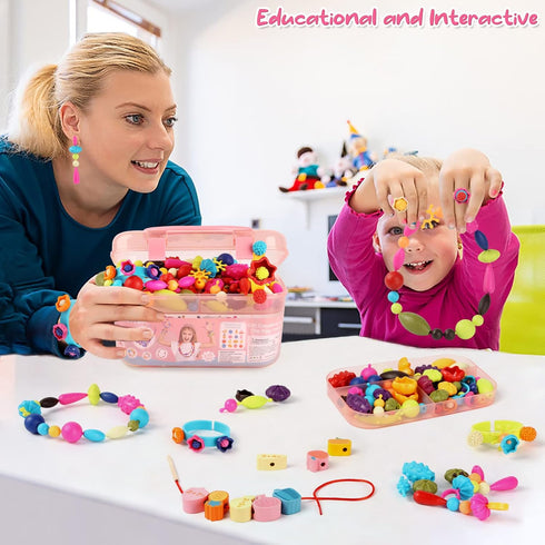 BEMITON Ideal Birthday Gift for Girls Aged 3-7, Pop Beads Jewelry Making Kit for Creative Play