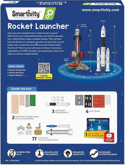 6-12 6,7,8,9,10,11,12 Smartivity Rocket Launcher STEM Kit for Ages Years | Build Your Own Rocket with Launcher |