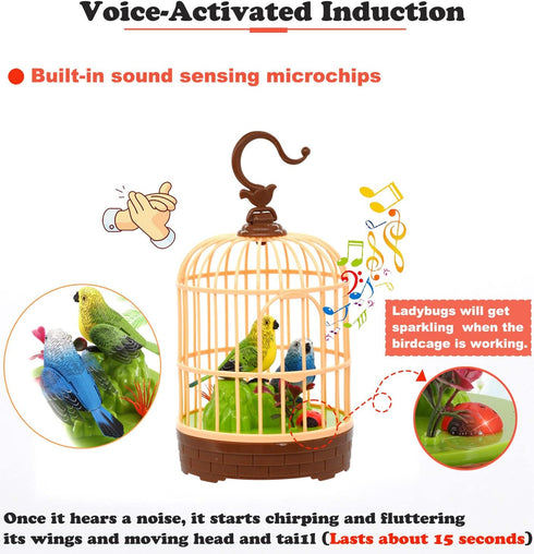 HWD Voice-Activated Induction Birds Toy - Talking Chirping Fluttering Parrot for Kids and Toddlers