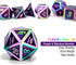 Purple Metal Dice Set D&D - 7 Die Enamel Polyhedral Dice Set with Metal Tin for Role Playing Game