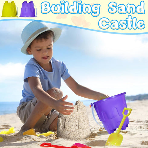 Qiuyanbo 5.63 Inch Set,Sand Summer Accessory12 12 Sand Castles Beach Buckets and Shovel Bucket Water Bucket for Beach