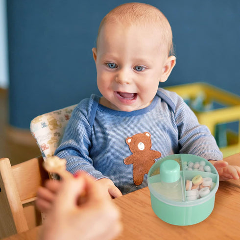 Accmor Formula Dispenser On The Go, Non-Spill Rotating Four-Compartment Formula Container to Go, Milk Powder Snack
