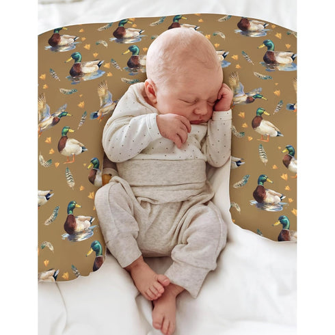 Vintage Mallard Ducks Baby Nursing Pillow Covers for Boy Girl Retro Duck Hunting Nursery Pillowcase for Breastfeeding