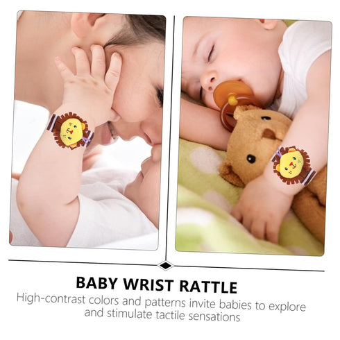 Toyvian 1pc Baby Lion Wrist Rattle Plush Puzzle, Musical Toy Bell, Snap Bracelet, Xmas New Year Jingle Bell Toy