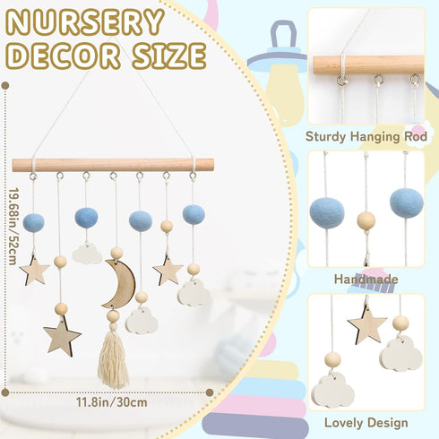 Handcrafted Boho Moon and Star Wall Decor for Nursery - Unique Wooden Hanging Art