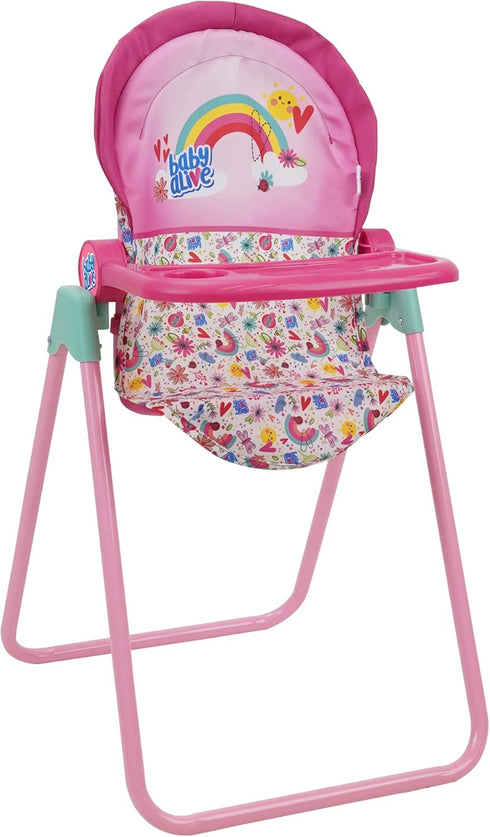 Baby Alive 509 Crew Doll High Chair Set - Pink & Rainbow - 6 Pieces, Fits Dolls Up to 24"
