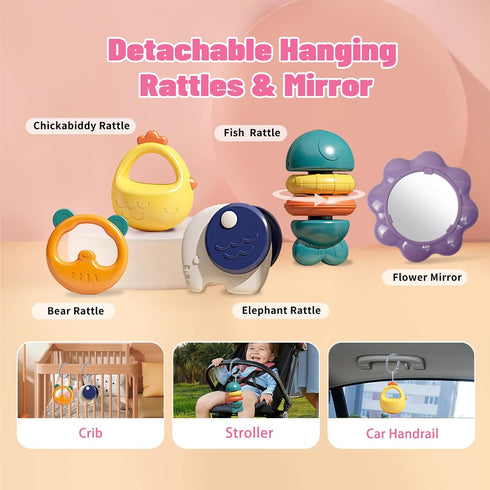 3 1 Tummy in Baby Activity Gym Center, Time Play Mat Gym, Baby Push Walker, Kick and Play Piano with Music and Light