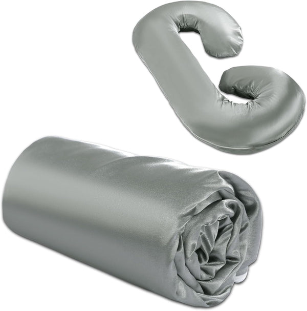 BALAPET Silky Satin Pregnancy Pillow Cover (ONLY Pillowcase), C Shaped Large Luxurious