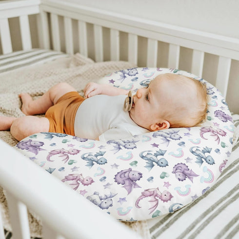 Fairytale Dragon Love Stars Baby Nursing Pillow Covers for Boy Girl Baby Dragons Purple Nursery Feeding Pillowcase