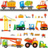 DECOWALL DS-8012 Kids Wall Stickers, Construction Site Cars Island Decals, Peel and Stick Removable for Nursery Bedroom