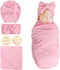 DRESHOW BQUBO Baby Girl Newborn Receiving Blankets with Bow Hat Headband Wooden