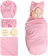 DRESHOW BQUBO Baby Girl Newborn Receiving Blankets with Bow Hat Headband Wooden