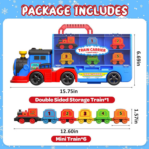 3 4 5 6 Toys,2-in-1 Set 1 Trucks,6 AuroTops Toys for Year Old Boys for Kids Girl Boy Toddler Toy Trucks Christmas Train
