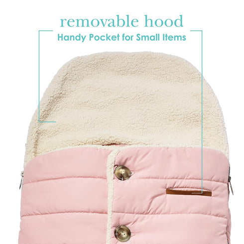 JJ Cole Bundle Me Winter Toddler Car Seat Cover and Bunting Bag - Urban Weather Resistant Baby Carrier Cover, Blush Pink