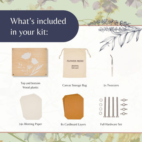 8x10in 8 Flower Press Kit | Durable Hardwood - Flower Preserving Kit Up to layers - Floral Preservation kits for adults