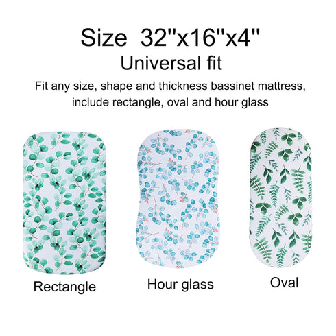 Bassinet Sheets Set 3 Pack - Stretchy Jersey Knitted Fitted Sheet for Baby Boy and Girl, Universal for Oval Rectangle