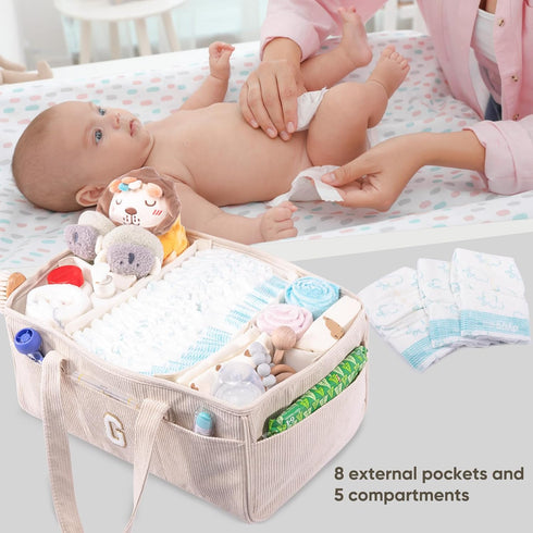 Personalized Initial Baby Diaper Caddy - Stylish Storage for Newborn Essentials