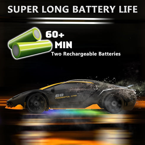 2.4GHz 1:24 4WD 15KM/H 2Pcs Remote Control Car RC Drift Car High Speed Racing Sport Car with LED Lights Drifting Tire