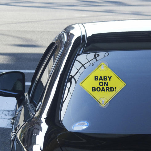 VASTRISE 2 5"x5" Pcs Baby On Board Sign for Car with Suction Cups,About Essential Safety Signs for Cars - Bright
