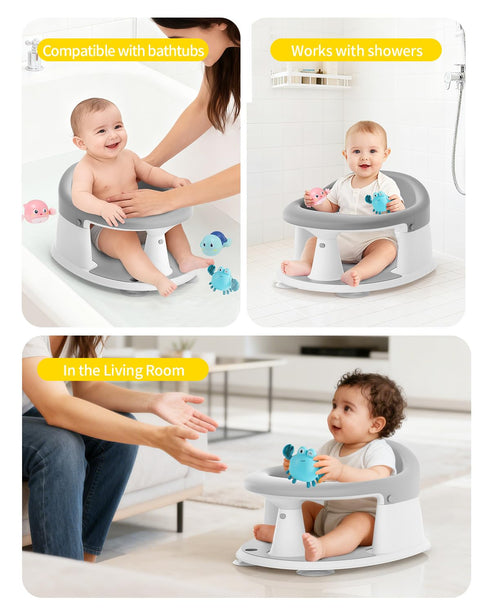 GrowthFun 6 3 Baby Bath Seat for Babies Months & Up, Bath Seats for Babies Sitting Up, Baby Bath Toys, Open Design