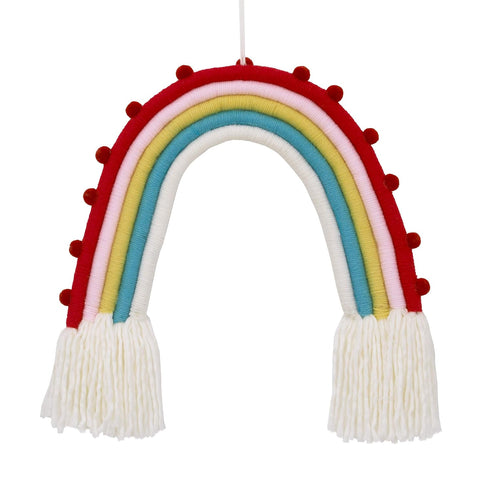 NoJo Little Love Rainbow Tapestry, Red, Pink, Yellow, Blue, and White Yarn Wall Décor