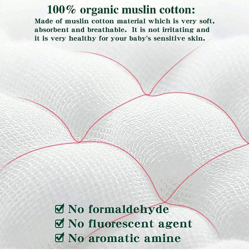 100% 47x47 TATA AMG Organic Muslin Cotton Baby Swaddle Blanket Soft & Breathable Receiving Blanket for Newborns, Girls