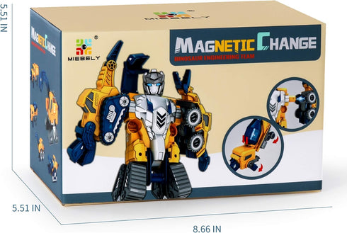 Set 5Pcs 5-in-1 MIEBELY Toddler Robot Construction Vehicles Transforming Robots for Kids - Magnetic Toys with Sturdy