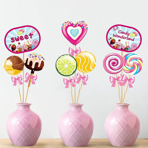 Blulu 2 Pcs Candy Party Decorations, Candy Paper Banner Lollipop Garland for Birthday Baby Shower