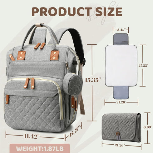 Noiclub Backpack Backpack Diaper Bag for Girls Boys: Gray Toddler Diaper Bag with Changing Pad Baby Diaper Bag for Mon