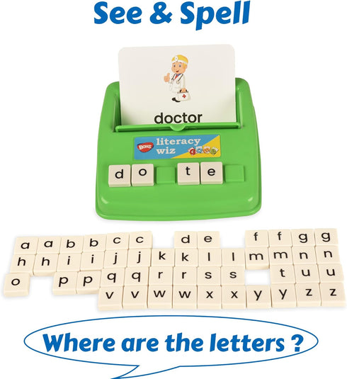BOHS Literacy Wiz Fun Game - See and Hide Spell Lower Case Flash Cards for Preschool Language Learning