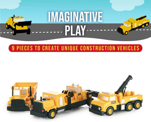 1-3, Set 3 Popular Playthings Magnetic Vehicles for Toddlers Mix or Match Car Toys, of Gift for Kids - Construction