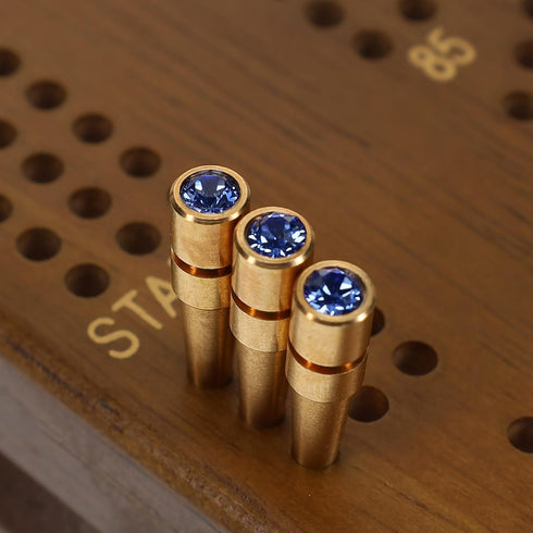 WE Games Brass Cribbage Pegs with Swarovski Austrian Crystals - Set of 3 in Sapphire Blue