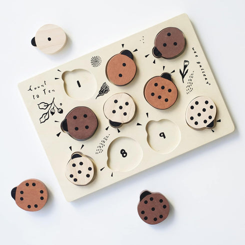 1-3 Count 1 Wee Gallery Wooden Puzzles for Toddlers to Ten Ladybugs Toddler Puzzle, Puzzles for Year Old & Up, Wooden