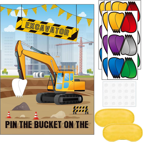 T-Antrix Pin The Bucket on The Excavator Party Games -Construction Themed Birthday Games