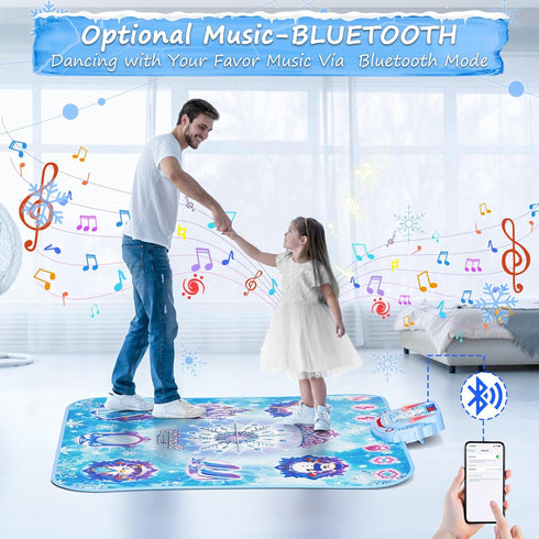 Dance Mat Toys for Girls: 8-Button Frozen Dance Pad with Wireless Bluetooth, LED Light, Birthday Gifts for Kids
