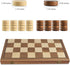 15" Set 8x8 24 OUMODA Walnut Magnetic Checkers Board Game - Folding Wooden Chessboard with Interlocking Pieces, Storage
