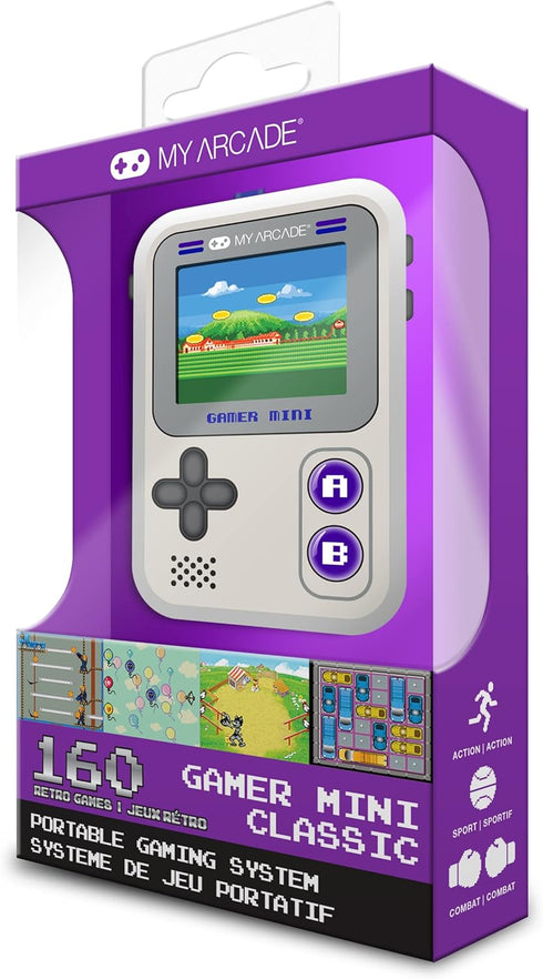 My Arcade Gamer Mini Classic-Purple, Miniature Handheld Gaming System with 160 Games