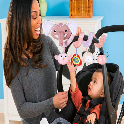 Car Seat Toys - Infant Spiral Hanging Toys for Stroller, Crib, Bassinet - Early Development Toys for Newborn Girls