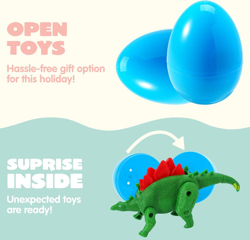 8 JOYIN Pcs Easter Prefilled Eggs Filled with Deformable Transforming Dinosaur with Movable Joints for Easter Basket